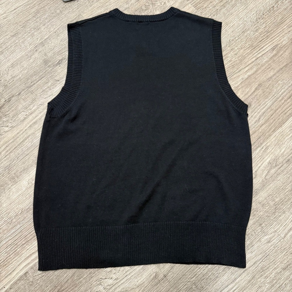 Mossimo Supply Co Y2K Mens V-Neck Sweater Vest Black Large Cotton Blend Preppy - Picture 2 of 7